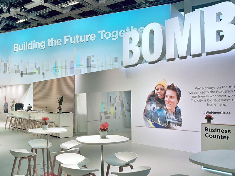 Hospitality area on the booth of Bombardier